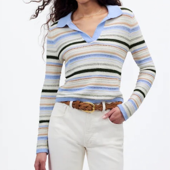 Madewell Textural-Stitch Johnny Collar Sweater - Picture 1 of 4